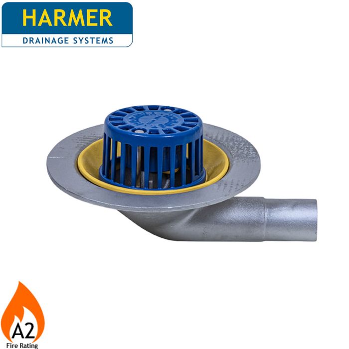 Harmer AV390 Aluminium Dome Grate Flat Roof Outlet with 90 Degree 75mm (3") Spigot