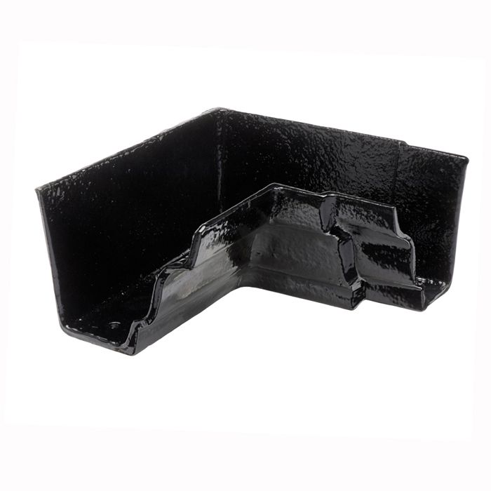 100 x 75mm (4"x3") Hargreaves Foundry Cast Iron G46 Moulded Gutter Internal 90 degree angle - Pre-Painted Black