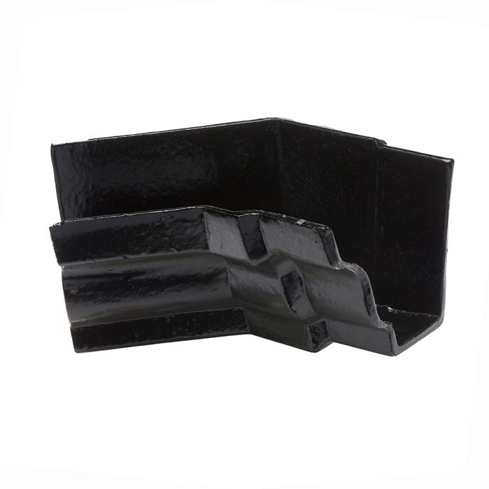 100 x 75mm (4"x3") Hargreaves Foundry Cast Iron G46 Moulded Gutter Internal obtuse angle - Pre-Painted Black