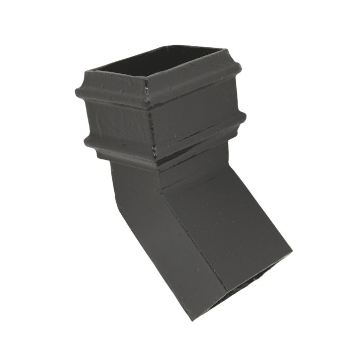 100 x 75mm (4"x3") Hargreaves Foundry Cast Iron Square Downpipe 135 Degree Front Bend - Pre-painted Black