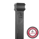 1.83m (6ft) Cast Iron 100 x 75mm (4"x3") Square Downpipe without Ears - Black