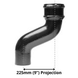 100mm (4") Cast Iron Downpipe Offset 225mm (9") Projection - Black