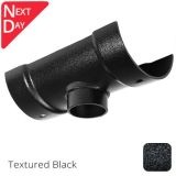 100mm (4") Half Round Cast Aluminium 76mm Gutter Outlet - Textured Black