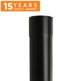 100mm Black Coated Galvanised Steel Downpipe 3m Length - 15 years Product Warranty