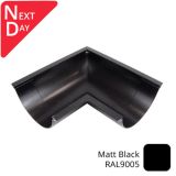 115mm (4.5") SnapIT Aluminium Half Round 90 Degree Gutter Angle - RAL 9005M Matt Black 