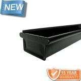 120x75mm Box Profile Black Coated Galvanised Steel Gutter - Pre-Fab Left-Hand Stopend including 1m Length