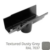 100 x 75mm (4"x3") Moulded Ogee Cast Aluminium 76mm Gutter Outlet - Textured Dusty Grey RAL 7037 - Buy online now from Rainclear Systems