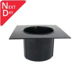 125x100mm Aluminium Box Gutter 63mm Spigot Patch Outlet - RAL 9005M Matt Black 