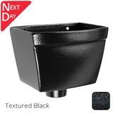 250mm Cast Aluminium Rectangular Hopper Head 100mm (4") Outlet - Textured Black - now with next day delivery