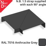 362mm  Aluminium Sloping Coping (Suitable for 271-300mm Wall) - Internal 90 Degree Angle - RAL 7016 Anthracite Grey