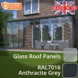 6x3m contemporary Aluminium Garden Room - Anthracite Grey - 3 Posts - 8 Glass Roof-Panels and Sliding doors