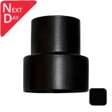 76mm (3") Swaged Round Aluminium Downpipe to 110mm Soil Pipe Adaptor - RAL 9005M Matt Black - from Rainclear Systems