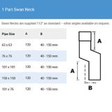 76mm Swaged Aluminium Square 2PT TO 400MM SWAN-NECK specification table