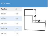 76mm Swaged Aluminium Square 92.5D BEND illustrative table