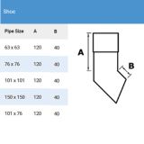 76mm Swaged Aluminium Square STAND OFF PIPE CLIP 30-200MM PPC specification table