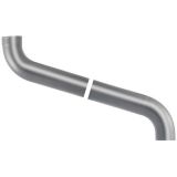 80mm Natural Zinc Downpipe 2-part Offset - up to 700mm Projection - 2 parts shown open