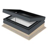 Flat Glass Rooflight with Timber Sloping Upstand and Electric Motor Opening - 7016 Anthracite Grey Aluminium Frame