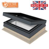 Flat Glass Rooflight with Timber Sloping Upstand and Electric Motor Opening - 7016 Anthracite Grey PPC Aluminium Frame