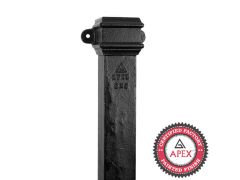 0.9m (3ft) Cast Iron 100 x 75mm (4"x3") Square Downpipe with Ears - Black