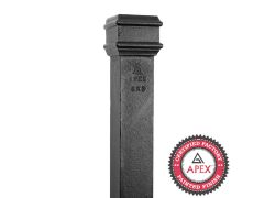 0.9m (3ft) Cast Iron 100 x 75mm (4"x3") Square Downpipe without Ears - Black