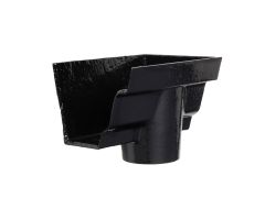 100 x 75mm (4"x3") Hargreaves Foundry Cast Iron G46 Moulded Gutter 65mm Dropend Outlet - External - Pre-Painted Black