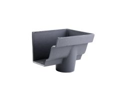 100 x 75mm (4"x3") Hargreaves Foundry Cast Iron G46 Moulded Gutter 65mm Dropend Outlet - External - Primed