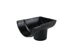 100mm (4") Half Round Cast Iron 65mm (2.5") Drop End Gutter Outlet - External - Black