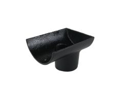 100mm (4") Half Round Cast Iron 65mm (2.5") Drop End Gutter Outlet -  Internal - Black