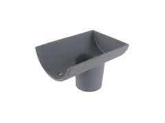 100mm (4") Half Round Cast Iron 65mm (2.5") Drop End Gutter Outlet -  Internal - Black