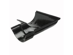 100mm (4") Hargreaves Foundry Beaded Half Round Cast Iron 90 degree Left-Hand Gutter Angle - Pre-Painted Black