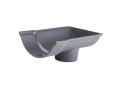 100mm (4") Hargreaves Foundry Beaded Half Round Cast Iron Gutter 65mm Dropend Outlet - External  - Primed