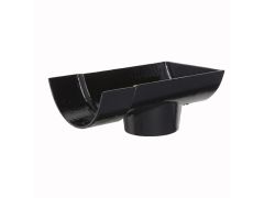 100mm (4") Hargreaves Foundry Plain Half Round Cast Iron Gutter 65mm Dropend Outlet - External  - Pre-Painted Black