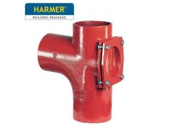 100mm Harmer SML Cast Iron Soil & Waste Above Ground Pipe - Swept Entry Branch - with Access - 88 Degree