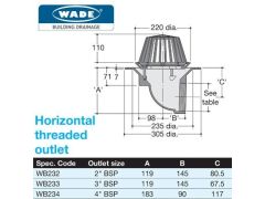 50mm Wade 90Deg BSP Threaded Medium Sump Roof Outlet