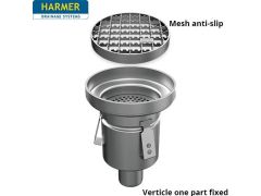 110mm Stainless Steel Vertical one Part Drain - comes with 200mm Circular Mesh Anti Slip Grate - Vinyl Floor