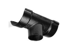 115mm (4.5") Beaded Half Round Cast Iron 75mm (3") Gutter Outlet - Black