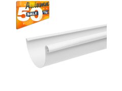 115mm Half Round 9016M White Galvanised Steel Gutter 3m Length