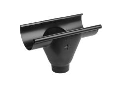 115mm Half Round Black Coated Galvanised Steel 80mm 'prefab' Gutter Outlet