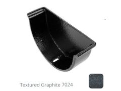 115x75mm (4.5"x3") Beaded Deep Run Cast Aluminium Gutter Stop-end - External- Textured Graphite Grey RAL 7024