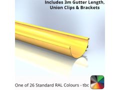 120x60mm Aluminium Aqualine Half Round Gutter Assemblies  - One of 26 Standard Matt RAL colours TBC 