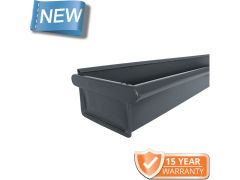 120x75mm Box Profile RAL 7016 Anthracite Grey Coated Galvanised Steel Gutter - Pre-Fab Left-Hand Stopend including 1m Length