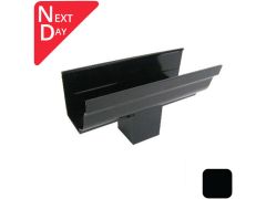 125x100mm SnapIT Aluminium Moulded Gutter Outlet with 76x76mm Spigot - RAL 9005m Matt Black