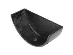 150mm (6") Half Round Cast Iron Internal Stop End - Black