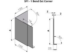 181-280mm SF1 Profile Skyline Aluminium Fascia - External Corner