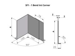 181-280mm SF1 Profile Skyline Aluminium Fascia - Internal Corner