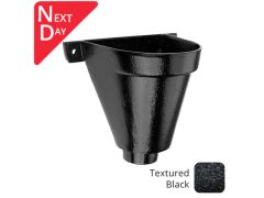 200mm Cast Aluminium Flat Back Hopper Head - 100mm outlet - Textured Black - next day delivery