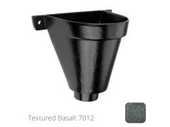 200mm Cast Aluminium Flat Back Hopper Head -63mm (2.5") Outlet - Textured Basalt Grey RAL 7012