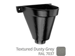 200mm Cast Aluminium Flat Back Hopper Head -63mm (2.5") Outlet - Textured Dusty Grey RAL 7037