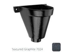 200mm Cast Aluminium Flat Back Hopper Head -63mm (2.5") Outlet - Textured Graphite Grey RAL 7024