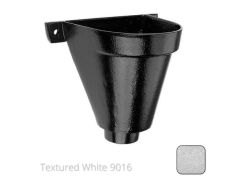 200mm Cast Aluminium Flat Back Hopper Head -63mm (2.5") Outlet - Textured Traffic White RAL 9016